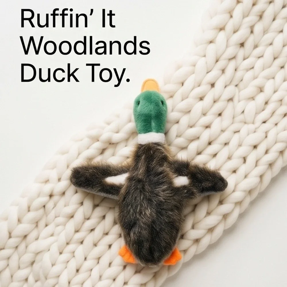 Ruffin It Woodlands Mallard Duck Squeaky Plush Dog Toy Realistic Wildlife NEW